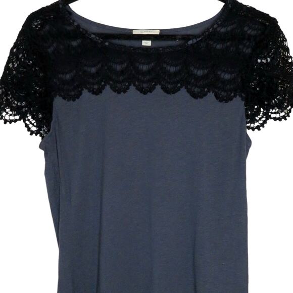 Caslon Short Sleeve Top Womens M Black Grey Crochet Blouse Knit Shirt NWOT - Picture 3 of 8